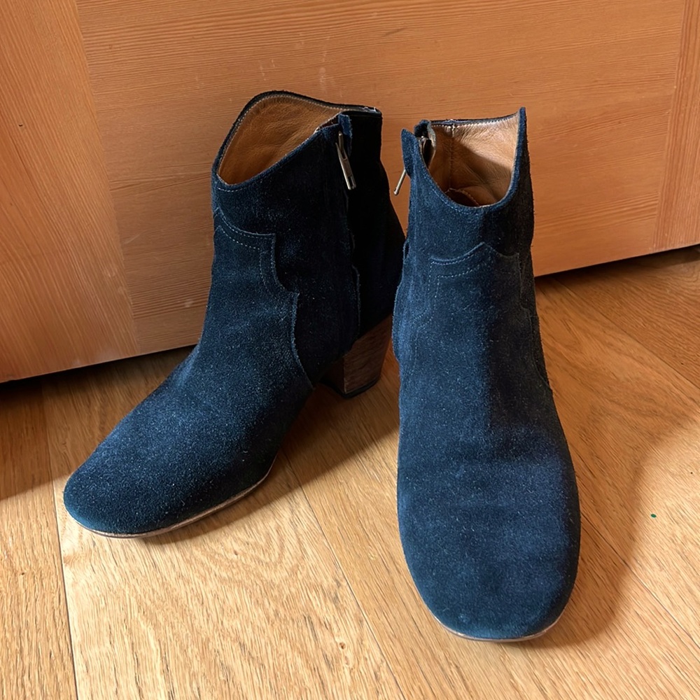 Isabel Marant Black Suede Dicker Ankle Boots. Size 39.